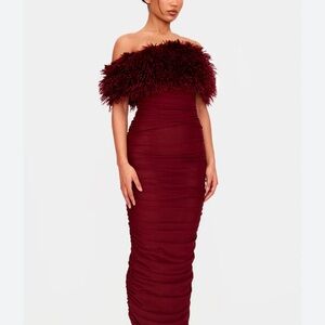 Elegant Burgundy Off-Shoulder Dress